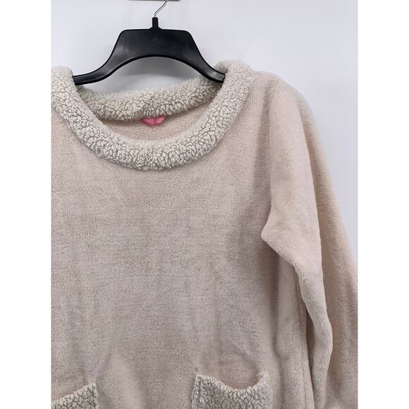 LOVE HIP Women's Light Pink Fleece Sherpa Lined Crewneck Sweater SZ M-L - Picture 5 of 10